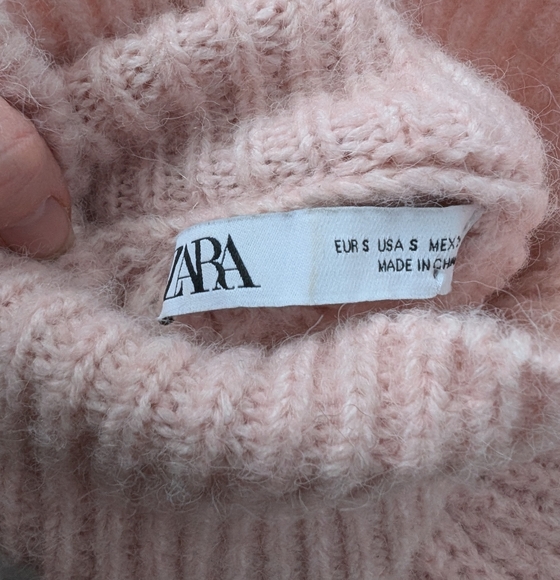 Zara Oversized Pink Turtleneck Knit Sweater Small - Picture 6 of 11